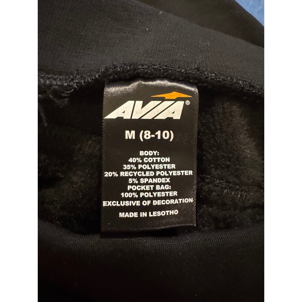 Avia Womens Black Wide Leg Fleece Pants Side Stripe Medium 8-10 Athleisure - Picture 6 of 6